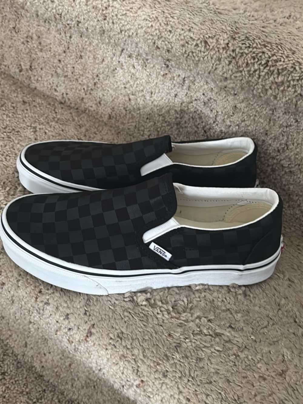 Vans Classic Slip-On Checkerboard Shoes - Black